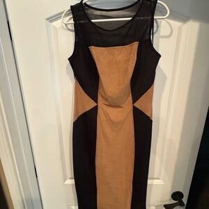 Elegant Black and Tan Sleeveless Dress